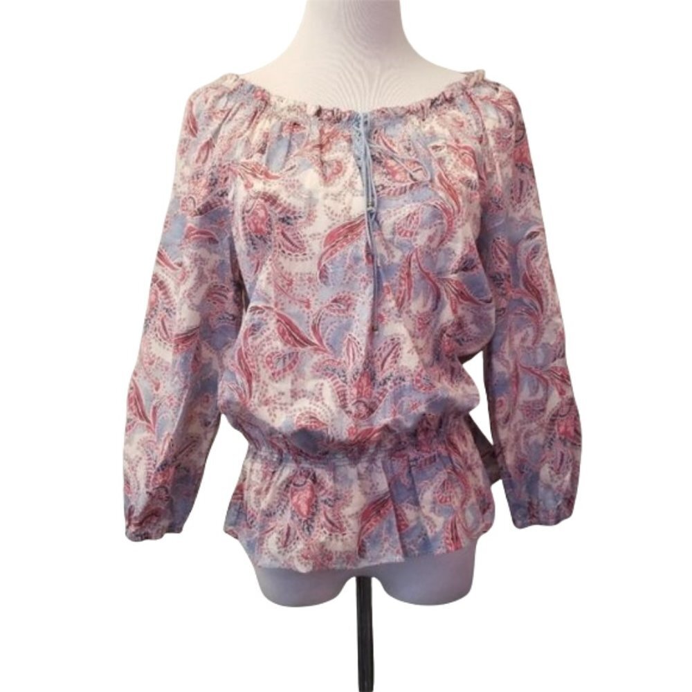 NWT Lauren Ralph Lauren boho 3/4 sleeve top women's size XS (J36)